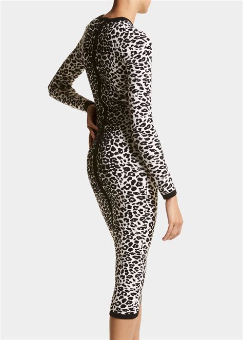 jacquard leopard midi dress